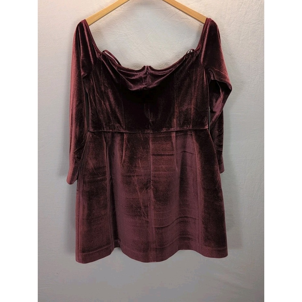 NEW Anthropologie Hutch Holiday festiv Square Neck Mini Dress Mauve Velvet Sz 10 - Picture 4 of 12